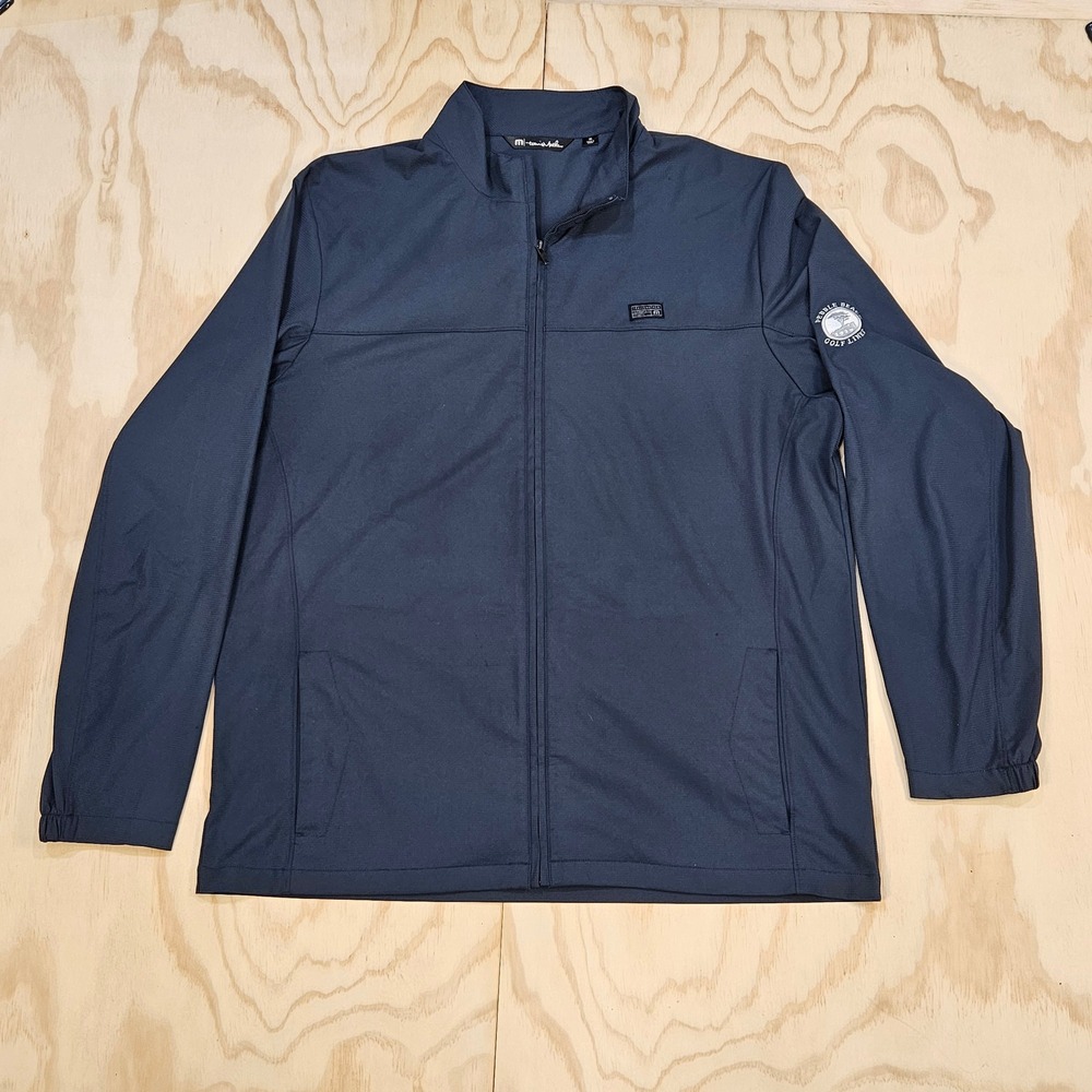 TravisMathew Pebble Beach Golf Links Jacket Mens XL Navy Blue Full Zip Stretch